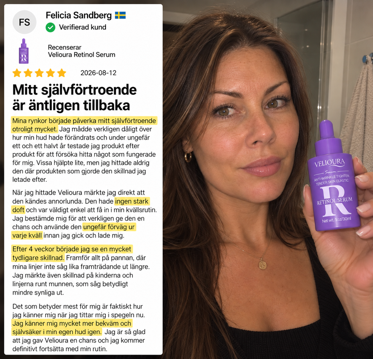 Felicia Sandbergs recension av Velioura Retinol Serum